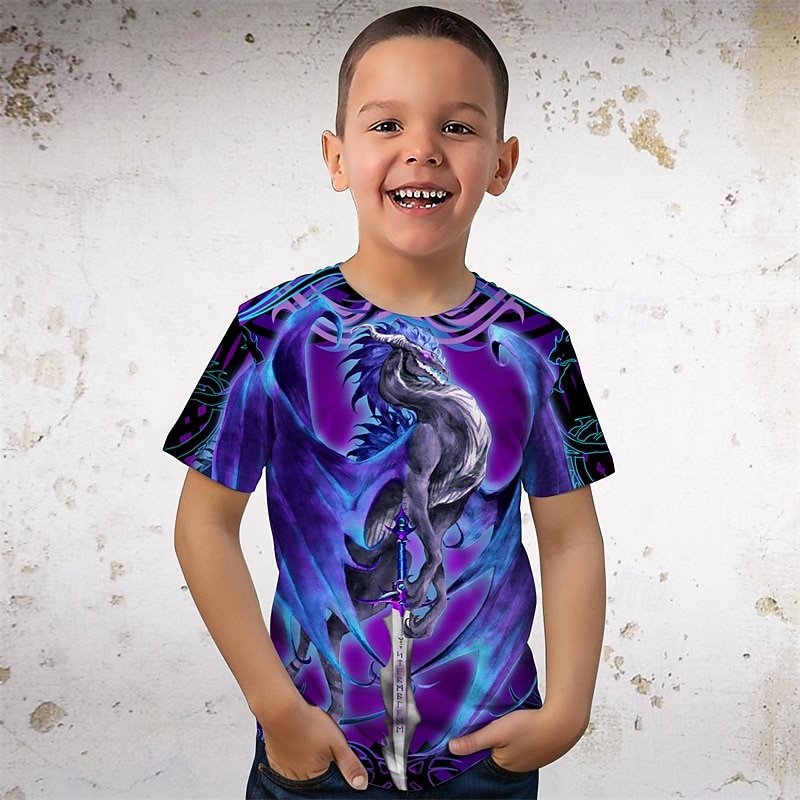 Dragonsword STORMBLADE Ruth Thompson Boys 3D Animal T shirt Tee Short Sleeve Summer Spring Fashion Basic Kids 4-12 Years Crew Neck Outdoor Casual Daily Regular Fit
