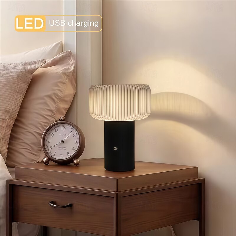 Usb Rechargeable Desk Lamp Bedside Lamp Room Night Lamp Study Lamp Mushroom Lamp Camping Restaurant Lamp  1PC4