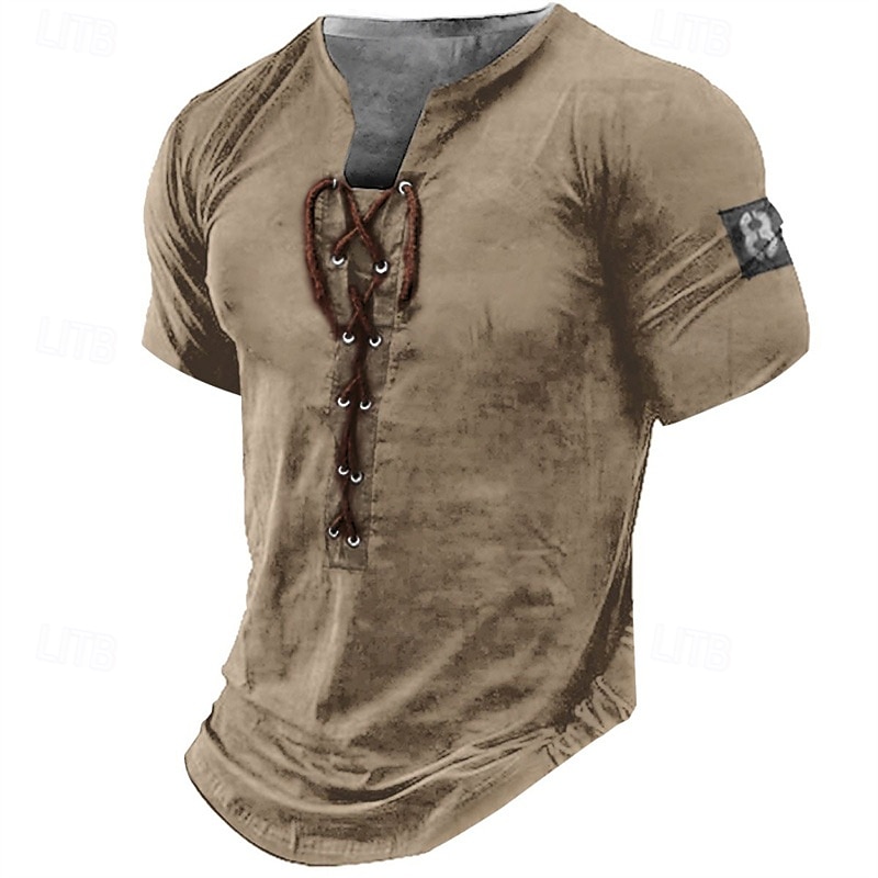 Men's Graphic Number Tee Short Sleeve T shirt 3D Print Shirt Vintage Fashion Stylish Daily Sports Going out Black White Brown Summer Clothing Apparel S M L XL 2XL 3XL