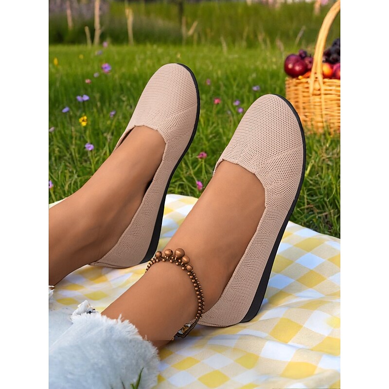 Women's Flyknit Slip-On Flats - Soft Knit Upper with Comfortable Stretch, Lightweight and Breathable, Ideal for Casual Wear and Summer Outings4