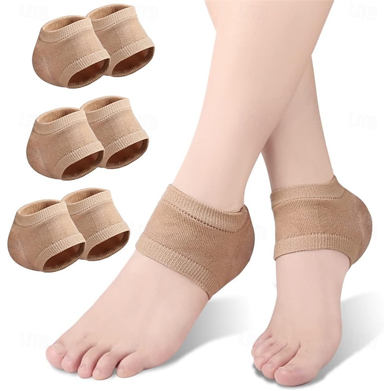 3 Pairs Moisturizing Gel Heel Socks for Women and Men, Overnight Silicone Foot Protector Socks for Dry Cracked Heels, Invisible Sleep Socks for Heel Care