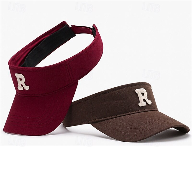 Tennis Sport Visor Sun Visor Women's Letter Classic Fashion Adjustable UV Sun Protection Breathable for Tennis Baseball Running Summer Black White Yellow