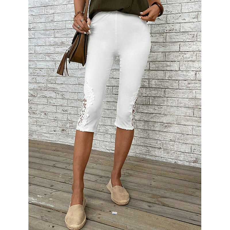 Women's Capri Pants Chinos Leggings Vacation Vintage Ethnic Style Calf-Length High Waist Graphic Printing Comfy Soft Comfortable Stretchy Formal Outdoor Vacation White Summer Slim Fit3