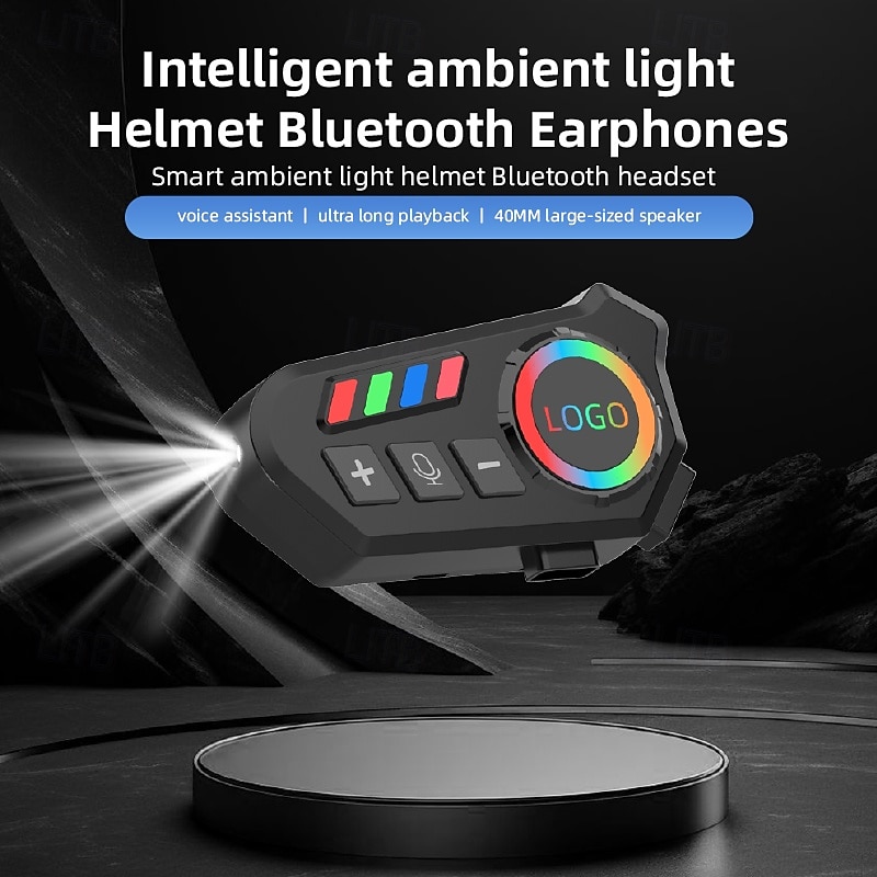 K06 Helmet Bluetooth Headset with Ambient Light – Motorcycle Waterproof Wireless Intercom with CVC Noise Reduction, 5.4 Chip, Long Battery, Voice Assistant for Full & Half Helmets2
