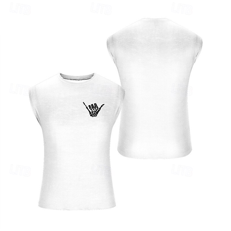 Men's Tank Top Vest Top Undershirt Sleeveless Shirt Sleeveless Crew Neck Summer Hand Fashion Designer Basic Print Vacation Street Going out White Red Blue Top Tee for Men2