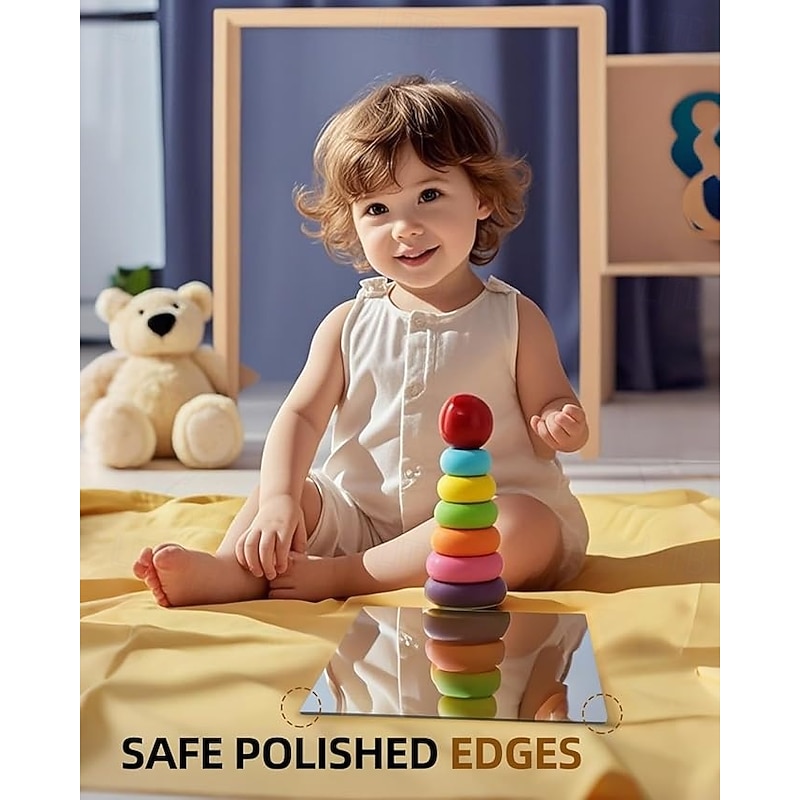 4 Pack Glass Wall Mirror Tiles 12" x 12" Frameless Full Length Mirror Wall Mounted Full Body Mirrors for Bedroom Home Gym Door Bathroom3