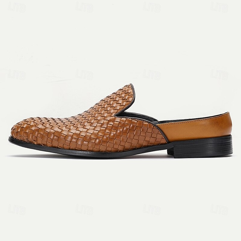 Men's Woven Leather Clogs & Mules – Stylish Casual Crochet Walking Shoes for Summer, Beach and Outdoor Activities3