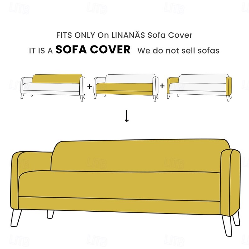 Velvet Sofa Cover Solid Color Quilted Slipcovers Suit For LINANÄS Sofa2