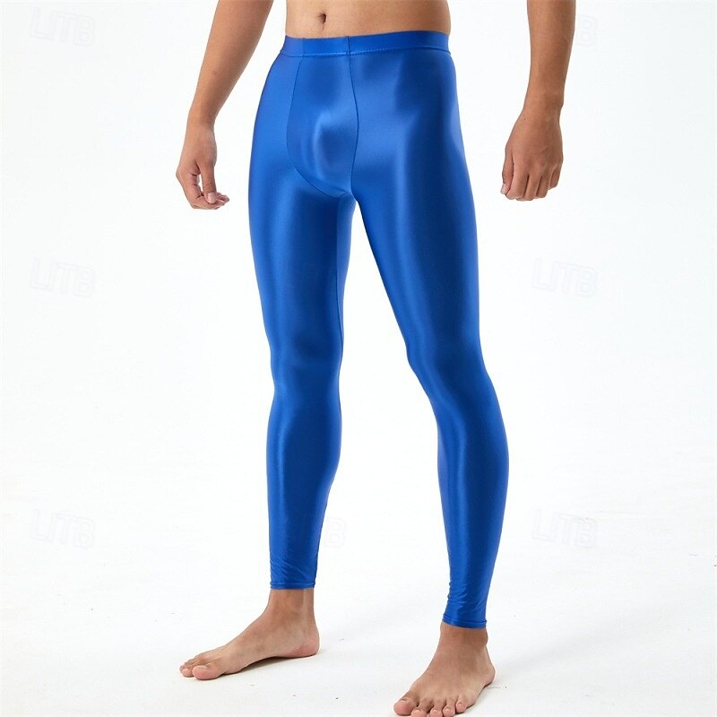 Pants Leggings Glossy Finish Men's Shinny Leather Fetish Wet Look Solid Color Costume for Nightclub Pride Parade Pride Month Halloween Carnival Adults'2