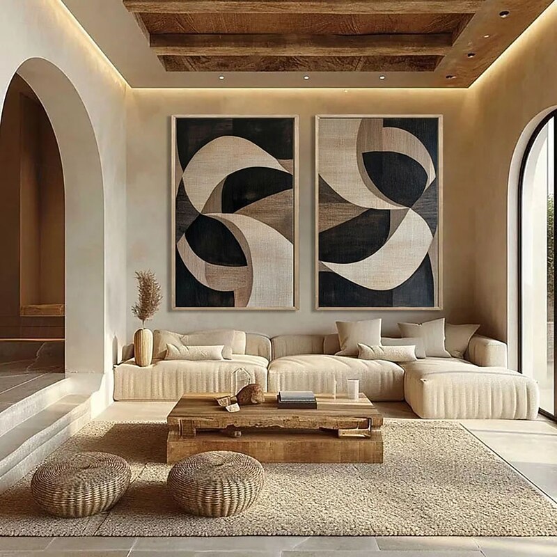 Brown and Grey oil painting handmade Wall Art Set of 2 Abstract Painting on Canvas hand painted Texture mordern painting Wall Art Modern Abstract painting Wall Art Wal Decor4