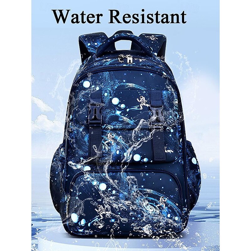 Kids Waterproof Spaceman Galaxy Print Backpack - Lightweight School Bag with Multiple Compartments and Ergonomic Shoulder Straps for Boys and Girls4