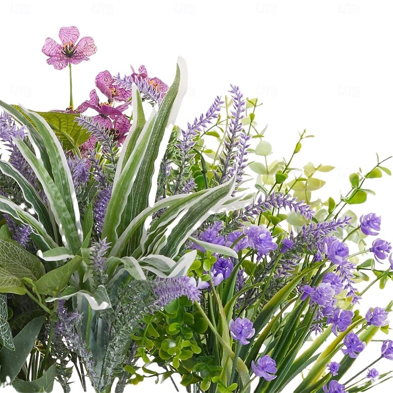 18 Bundles Artificial Flowers and Greenery for Outdoor Decor, Realistic Faux Monstera Leaves, Durable Garden Plant Set for Patio and Yard Decoration3