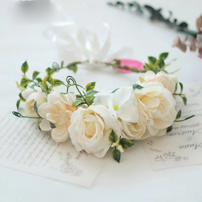 Bohemian Hair Accessories Woodland Wedding Flower Headband Greenery Floral Crown Wreath Photo Prop4