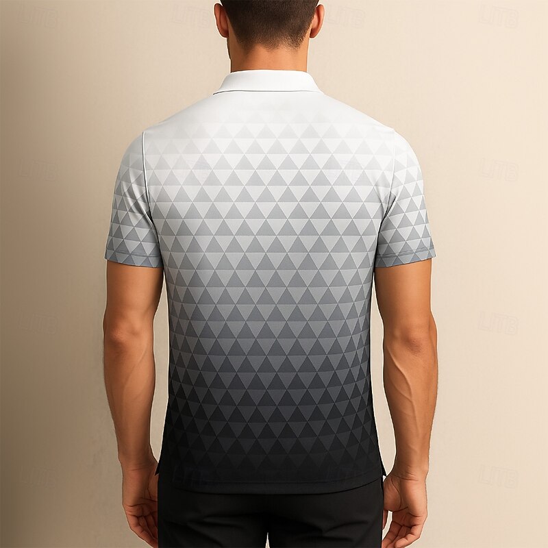 Men's Geometric Pattern Polo Short Sleeve Polo Shirts Collared Shirts Casual Outdoor Athleisure Daily Wear 3D Print Summer Blue Purple Gray4