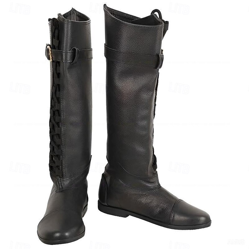 Medieval Renaissance Shoes Knee High Boots Flat Jazz Boots Fancy Dress Men's Celtic Pirate Halloween Masquerade Performance Party & Evening LARP Adults' Shoes2
