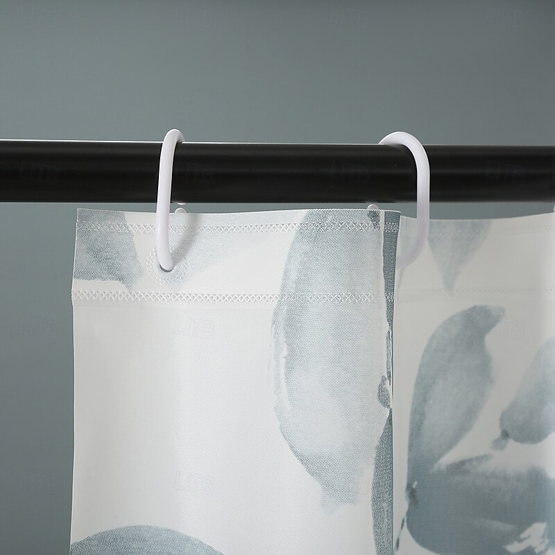 PEVA Shower Curtain Bath Curtain Waterproof Mildew Proof Green Leaf Pattern, Including Hooks 180x180cm 70"x70"2