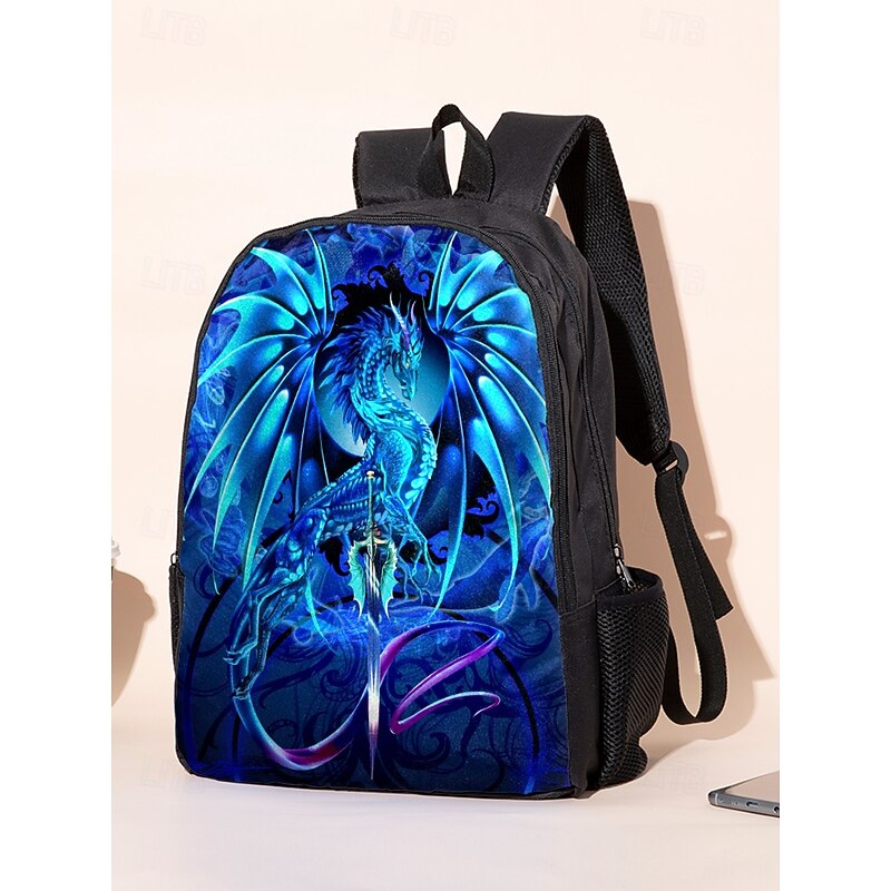 Boys' dragon themed three-piece backpack set, Including backpack, Cooler bag and pencil case, Bright blue design, perfect for school, Travel and everyday use, Ruth Thompson3