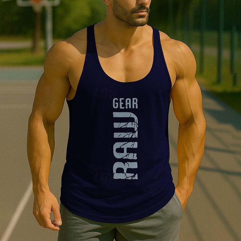 Men's Tank Top Vest Top Undershirt Sleeveless Shirt Sleeveless Crew Neck Summer Letters Fashion Designer Basic Classic Vacation Street Going out Black Yellow Red Top Tee for Men3