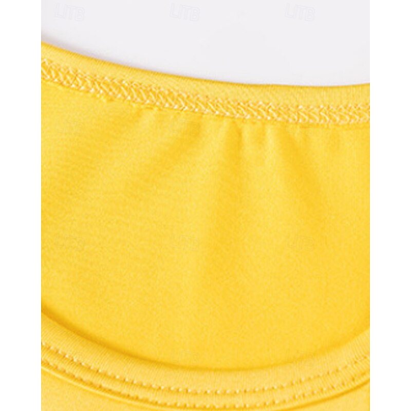 Kids Girls' Dress Color Block Sleeveless Outdoor Patchwork Adorable Basic Cotton Knee-length Casual Dress Summer 4 years+ Yellow3