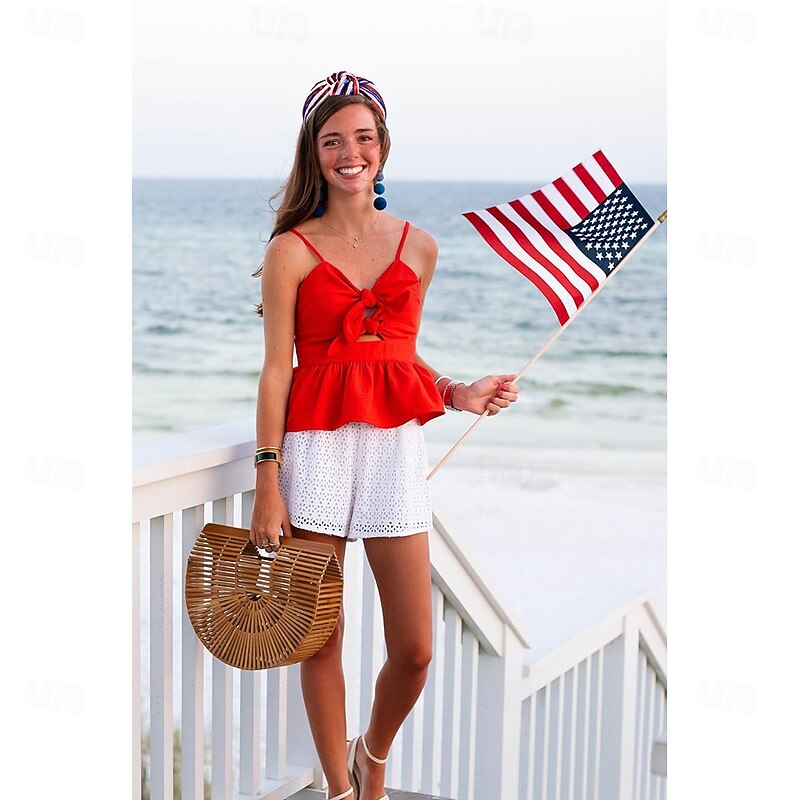 4 th of July Headband for Women Girls Fourth of July Knotted Headband Red White and Blue Sequin Beaded Patriotic Hairband American Flag USA Independence Day Head Band Hair Accessories Gifts3