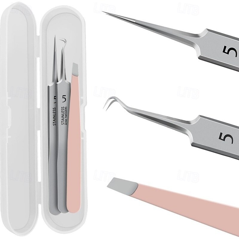 Blackhead Remover and Pimple Popper Tool Kit, Acne Extractor Set with Ingrown Hair Tweezers, Ultra-Fine Precision Tweezers, Blackhead Pore Cleaner Tools for Face, Stainless Steel2