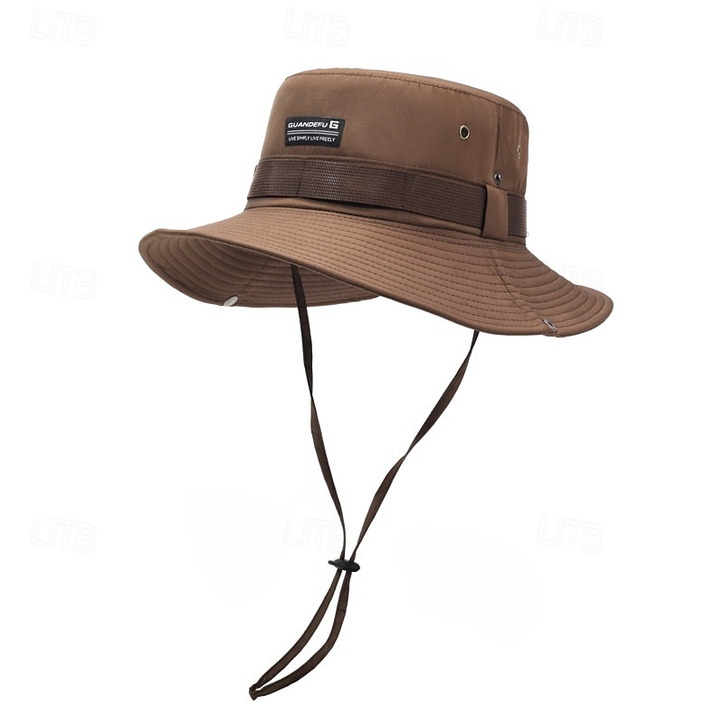 Men's Bucket Hat Sun Hat Black khaki Polyester Drawstring Fashion Casual Street Daily Plain Sunscreen Breathable4