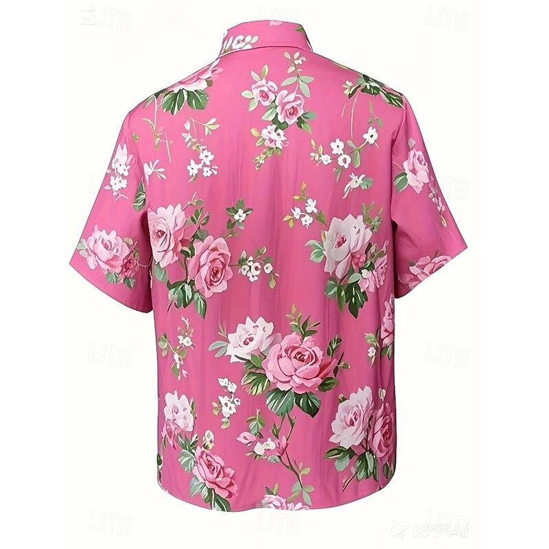 Women's Shirt Long Sleeve Button Down Blouse Floral Graphic Vintage Tropical Daily Short Sleeve Shirt Collar Regular Tops Daily Black Pink Royal Blue Blue Purple Summer Spring4