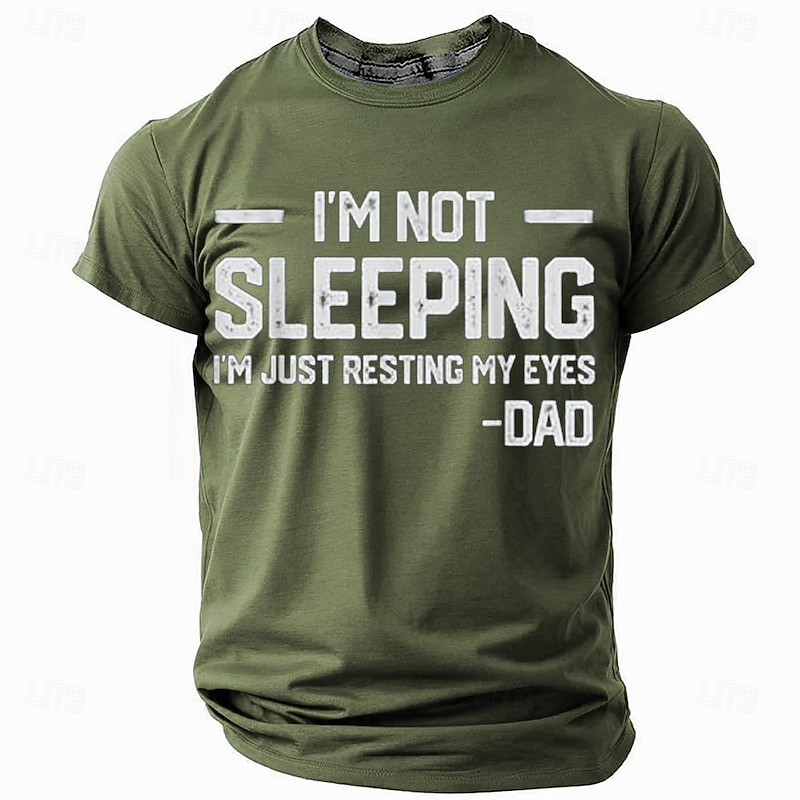 Mens Funny Dad Short Sleeve Graphic T-Shirt 'I'm Not Sleeping I'm Just Resting My Eyes' Family Humor Gift