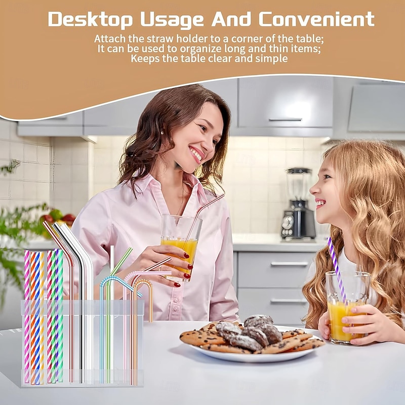 Large Acrylic Straw Holder for Cabinet Door - Reusable Tumbler Straw Organizer Storage, Small Kitchen Accessories Container, Ultra Sticky Cupboard Door Mounted3