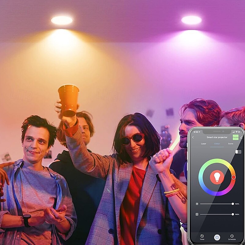 1 Pc Wifi Smart Light Bulb E26/27RGB Color Change 9W850LM Voice Remote Control Dimming Compatible with Alexa Google2