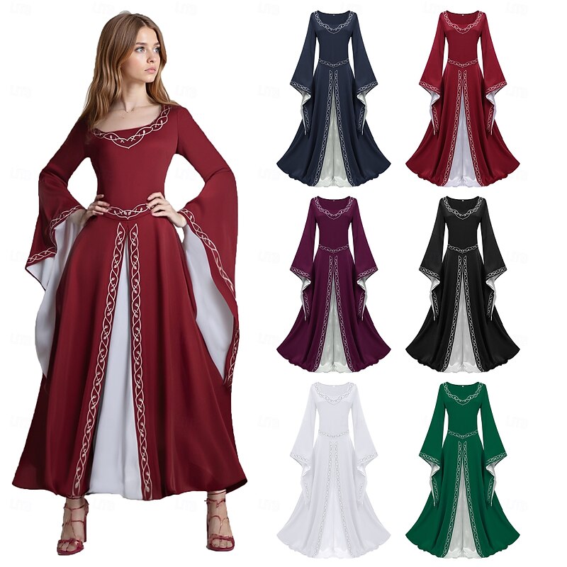 Medieval Renaissance Cocktail Dress Prom Dress Viking Outlander Elven Fancy Dress Women's Celtic Fantasy Royal Halloween Carnival Masquerade Party LARP Ren Faire Adults Dress