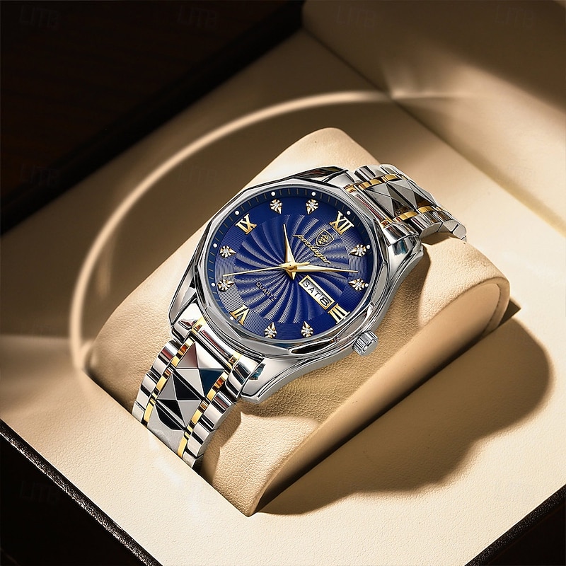 Junxiang 818P Men's Quartz Watch – Waterproof  Luminous Dial, Date and Week Calendar, Business Casual Style4