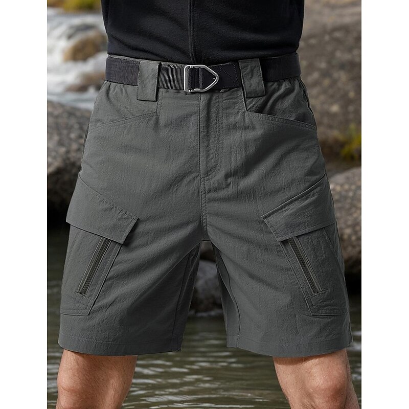 Men's Tactical Shorts Cargo Shorts Outdoor Shorts Bermuda shorts Multi Pocket Straight Leg Plain Breathable Moisture Wicking Knee Length Outdoor Casual Daily Vacation Fashion Black Green Micro-elastic