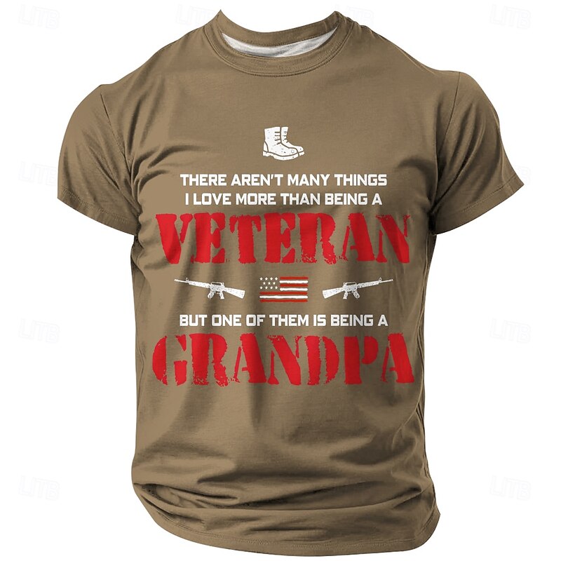 Men's Veterans Grandpa T Shirt Short Sleeve T shirt 3D Print Crew Neck Shirt Fashion Daily Basic Street Casual Daily Black Blue Brown Summer Spring All Seasons Clothing Apparel S M L XL XXL XXXL3