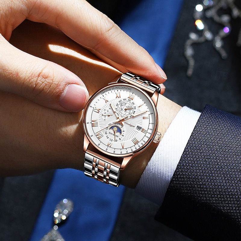 908 Men's Quartz Watch – Ultra-Thin Stainless Steel, Luminous Dial, Calendar, 3ATM Waterproof, Date Display, Folding Safety Clasp2