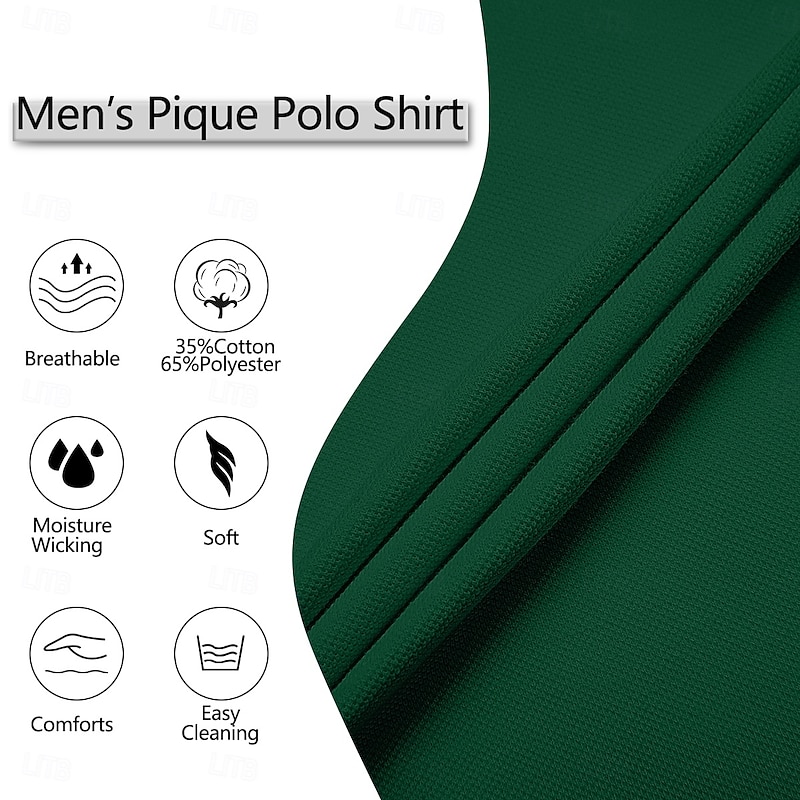 Men's Polo Golf Shirt Vacation Casual Lapel Short Sleeve Fashion Muscle Plaid Patchwork Pocket Summer Spring Green Polo3