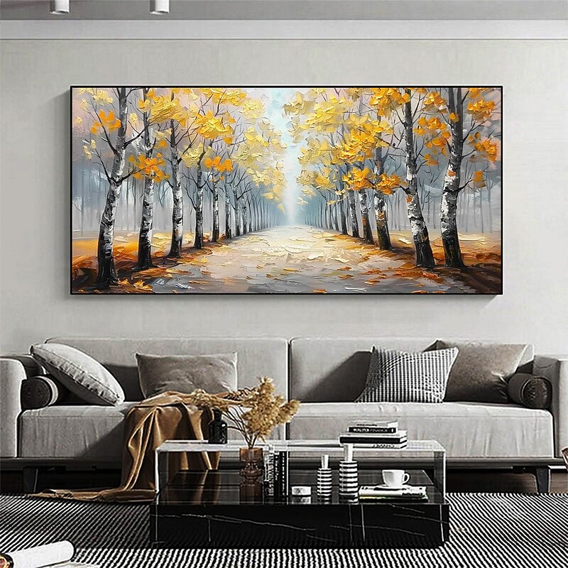 Handmade Original Forest Trail Oil Painting On Canvas Abstract Tree Scenery Wall Art for Home Decor With Stretched Frame Without Inner Frame Painting2