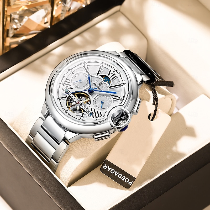 Luxury Man Watch Hollow Tourbillon Automatic Mechanical Men Watch Waterproof Date Week Stainless Steel Men's Watches
