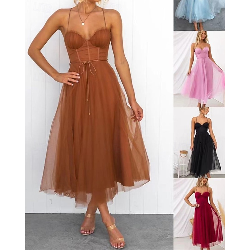 Women's Long Dress Maxi Dress Casual Dress Cocktail Dress Wedding Guest Dress Chiffon Dress Fashion Outdoor Party Holiday Regular Fit Plain Sleeveless V Neck Black Pink Brown Summer