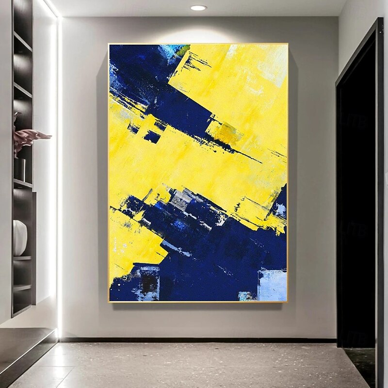 Yellow oil painting abstract oil painting Handmade abstract Golden Vortex Artisan-Textured Abstract Oil Painting Hand-painted  Impasto Collision Gallery-Ready Black Float Frame Canvas Paingting4