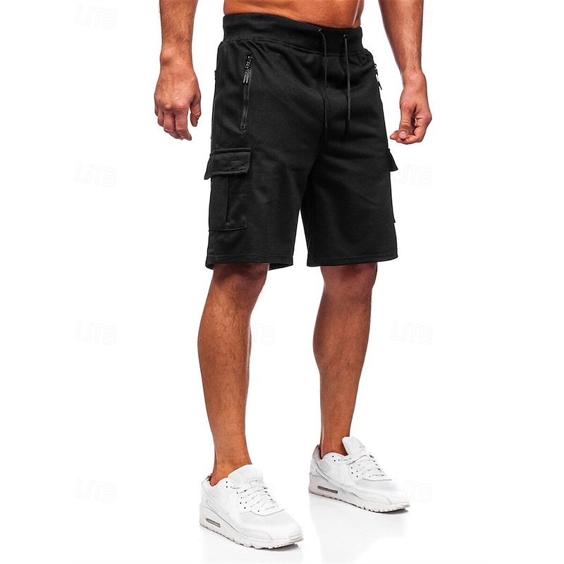 Men's Athletic Shorts Sweat Shorts Shorts Summer Shorts Pocket Drawstring Elastic Waist Plain Comfort Breathable Short Outdoor Sports Classic Casual Black Light Grey Micro-elastic