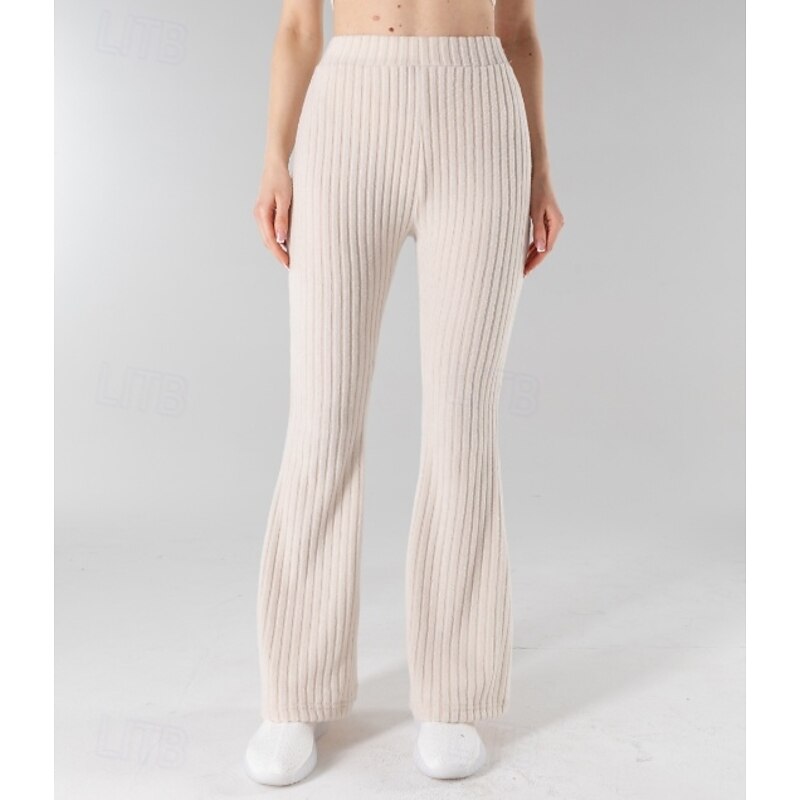 Women's EU / US Size Chinos Baggy Pants Cozy Leggings Lightweight Full Length High Rise Stripe Quick Dry Lightweight Soft Micro-elastic Daily Wear rice white Black 4# Spring, Fall, Winter, Summer4