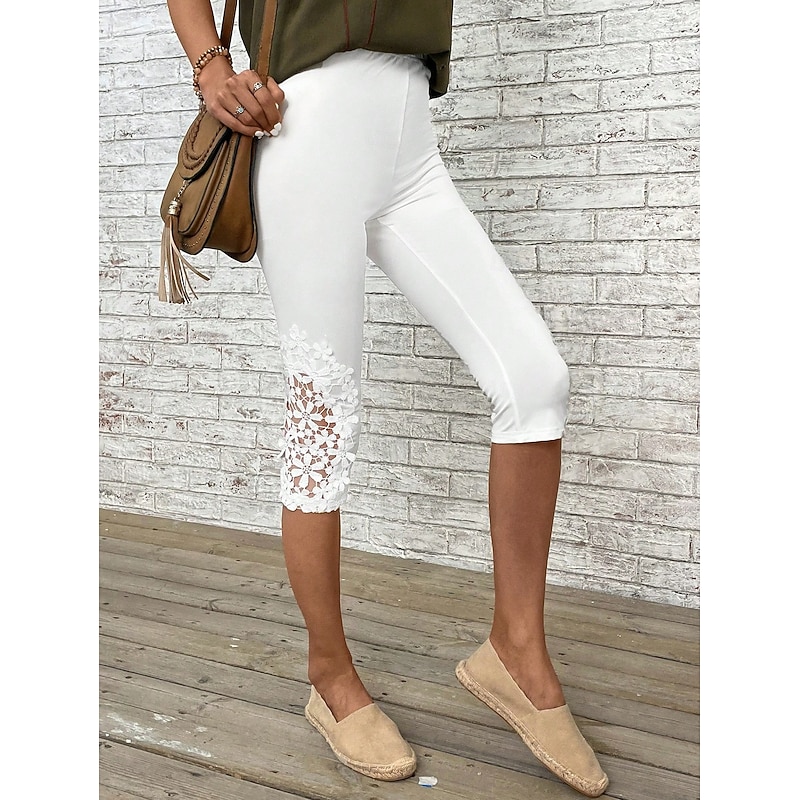 Women's Capri Pants Chinos Leggings Vacation Vintage Ethnic Style Calf-Length High Waist Graphic Printing Comfy Soft Comfortable Stretchy Formal Outdoor Vacation White Summer Slim Fit4