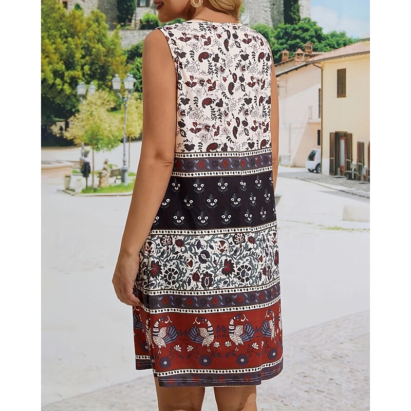 Women's Mini Dress Floral Dress Boho Dress Print Dress Fashion Classic Modern Vacation Daily Holiday Regular Fit Flower Sleeveless V Neck Black Summer2