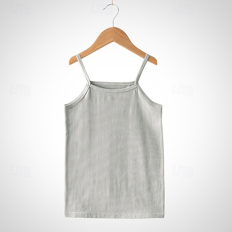 Kids Girls' Tank Solid Color Outdoor Sleeveless Streetwear 4 years+ Summer White Pink Green4