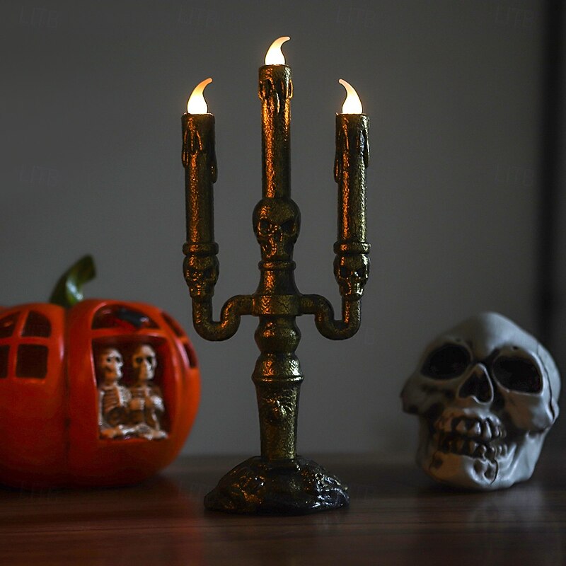Halloween Decoration Lights Ornament Skeleton Electronic Candle Pumpkin Lantern Ghost Party Prop Skeleton Candle Holder2