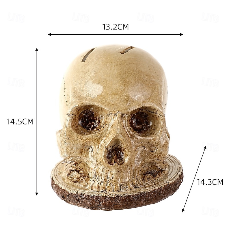 Halloween Realistic Skull Knife Holder Resin Figurine, Creative Skeleton Head Decoration Prop for Home and Kitchen Display3