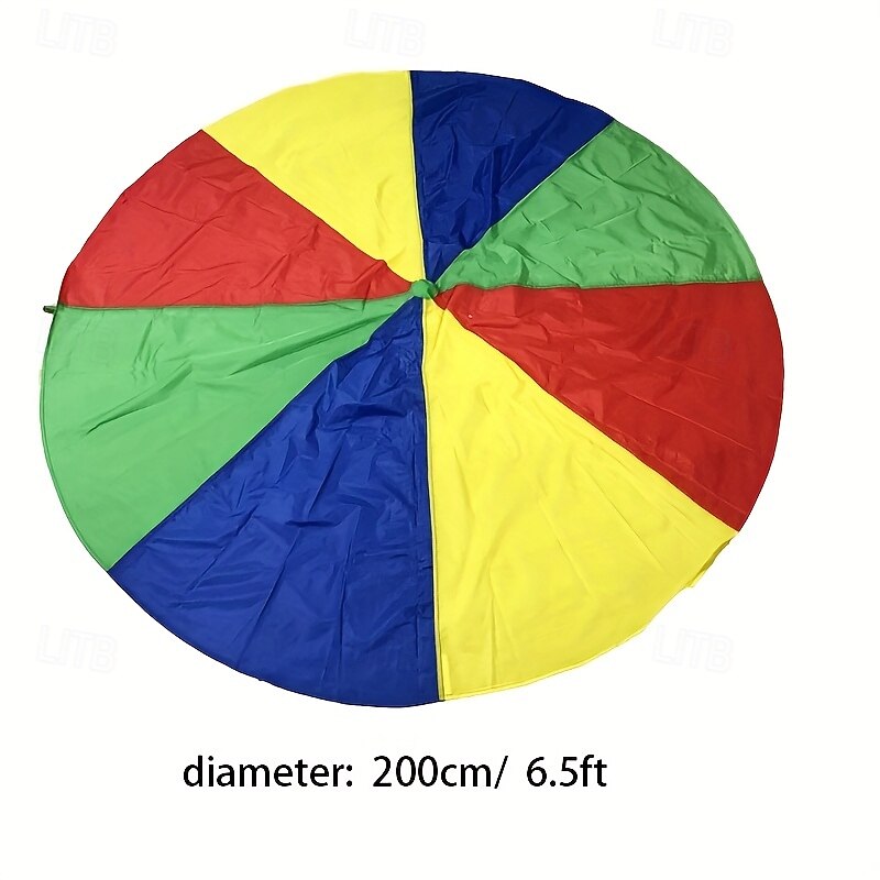 Rainbow Parachute with a Diameter of 6.5 Feet Featuring 8 Panels And 8 Handles Comes with a Carrying Bag Made of 210T Taffeta Perfect for Gymnastics Fun Team Activities And Kindergarten Games4
