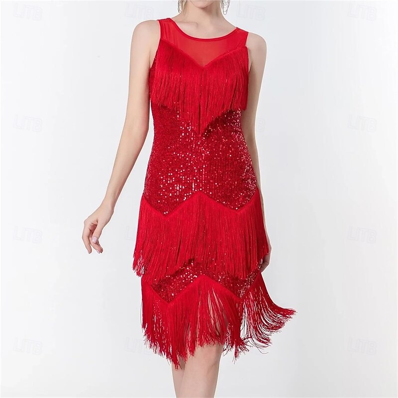 Latin Dance Dress Tassel Paillette Women's Performance Training Party Sleeveless High Sequined3