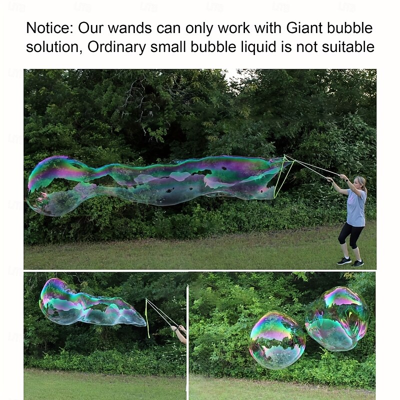 Durable Stainless Steel Giant Bubble Wand for Adults - Telescopic Portable with Comfort Sponge Handle Includes 3 Unique Rope Attachments for Diverse Bubble Creations - Ideal for Outdoor Play3